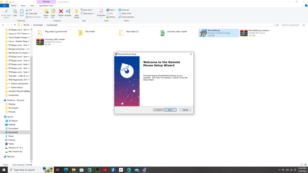 Install remote mouse on PC