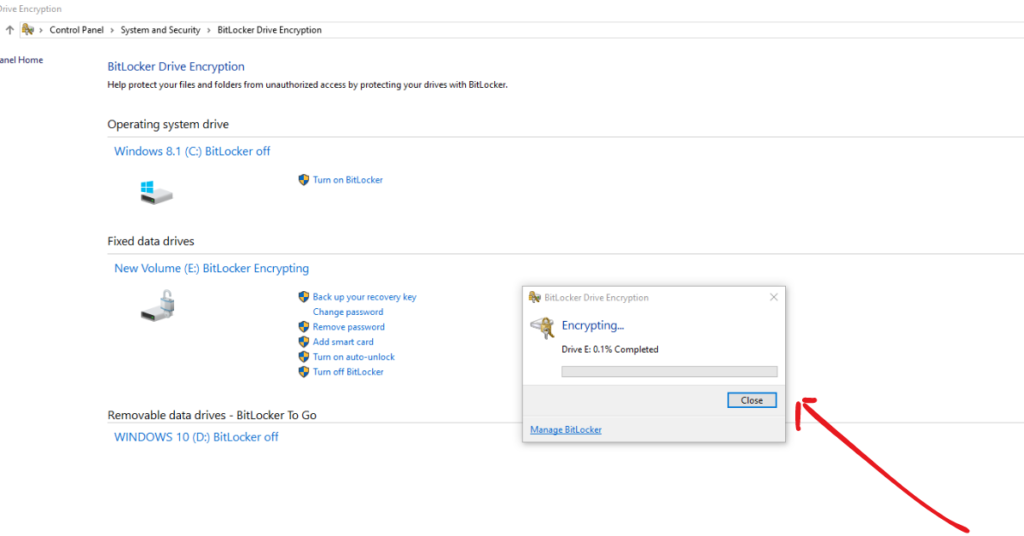 Encryption process to reach 100%