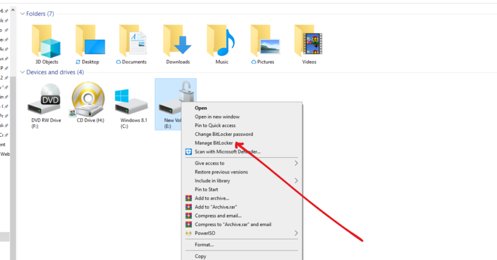 Manage Bitlocker by right clicking on the flash drive used for the encryption.