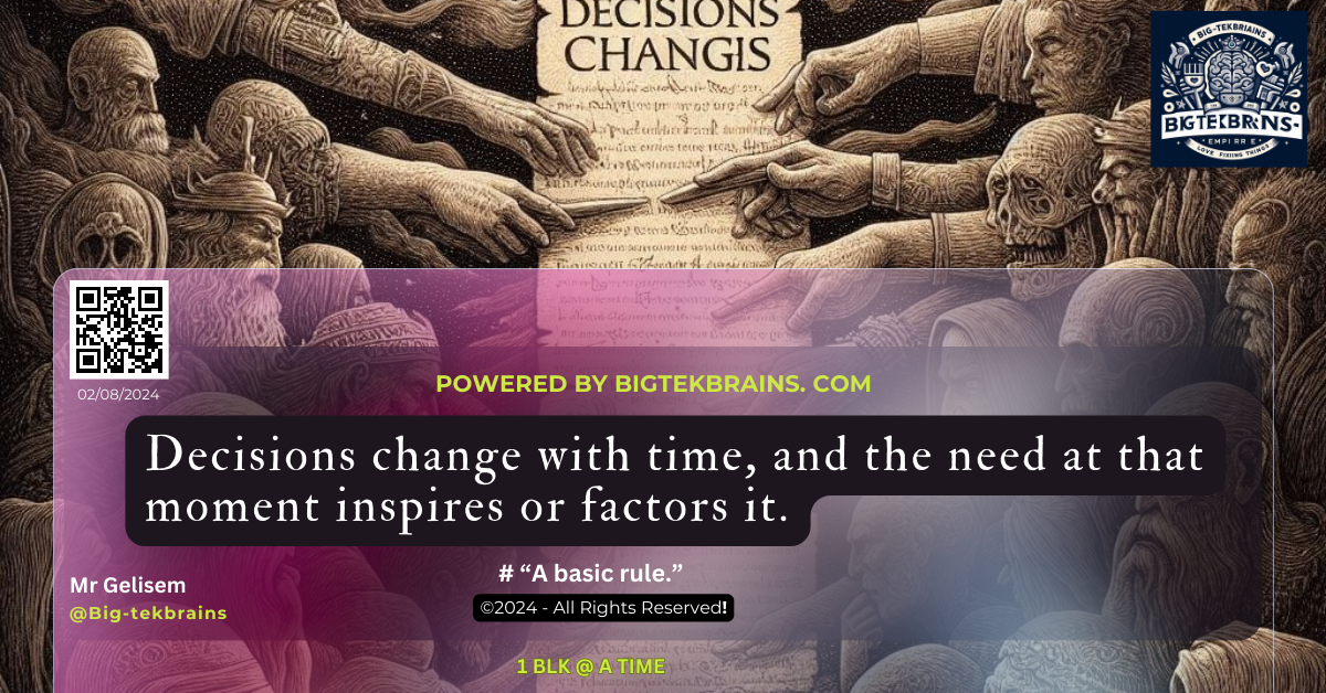 Decisions change with time By Mr. Gelisem